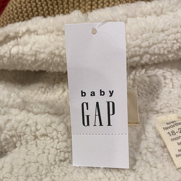 Baby Gap Sherpa Lined Button Sweater - Teddy Bear Ear Hood - 18-24 mos. NWT - Picture 8 of 9